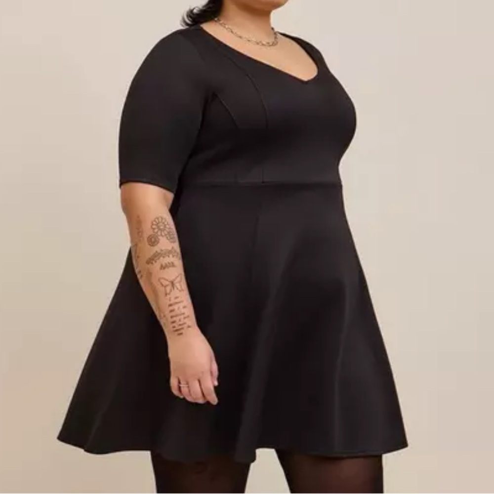 Torrid Fluted Fit & Flare Mini Dress - Scuba Black